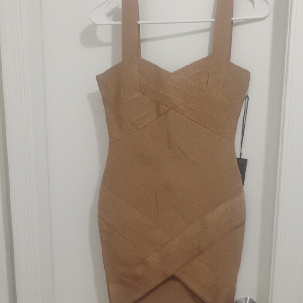 Elegant Tan Bodycon Dress